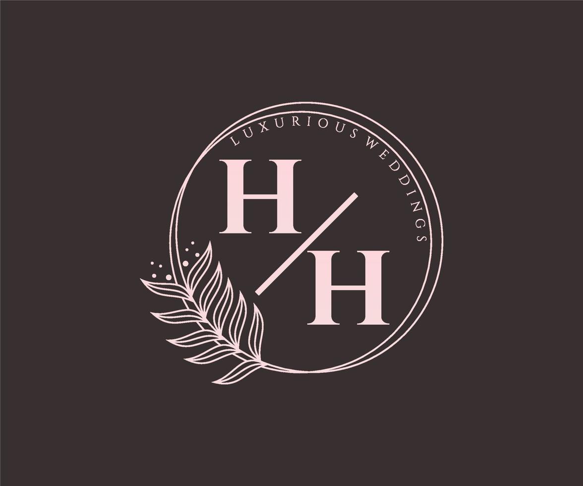 hh initialen brief bruiloft monogram logos sjabloon, hand- getrokken modern minimalistisch en bloemen Sjablonen voor uitnodiging kaarten, opslaan de datum, elegant identiteit. vector