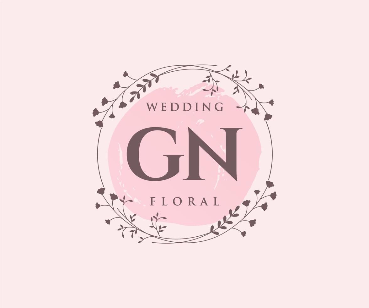 gn initialen brief bruiloft monogram logos sjabloon, hand- getrokken modern minimalistisch en bloemen Sjablonen voor uitnodiging kaarten, opslaan de datum, elegant identiteit. vector