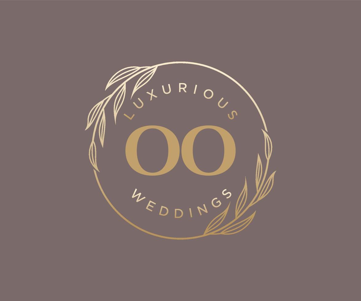 ooo initialen brief bruiloft monogram logos sjabloon, hand- getrokken modern minimalistisch en bloemen Sjablonen voor uitnodiging kaarten, opslaan de datum, elegant identiteit. vector