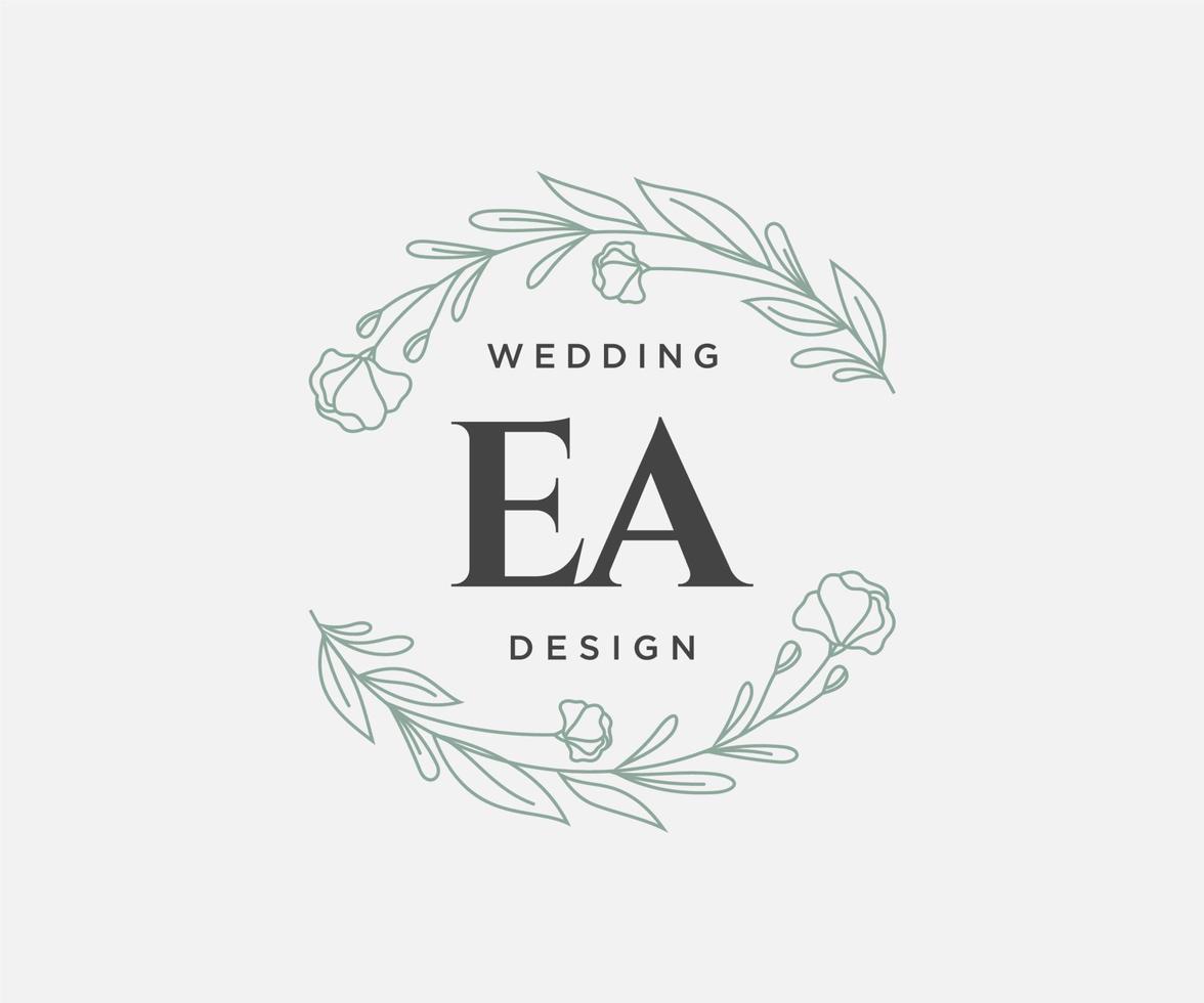 ea initialen brief bruiloft monogram logos verzameling, hand- getrokken modern minimalistisch en bloemen Sjablonen voor uitnodiging kaarten, opslaan de datum, elegant identiteit voor restaurant, boetiek, cafe in vector