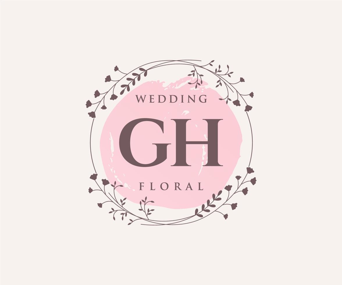 gh initialen brief bruiloft monogram logos sjabloon, hand- getrokken modern minimalistisch en bloemen Sjablonen voor uitnodiging kaarten, opslaan de datum, elegant identiteit. vector