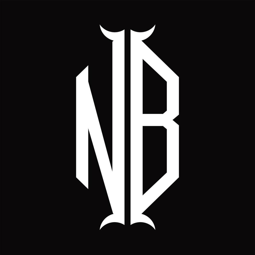 nb logo monogram met toeter vorm ontwerp sjabloon vector