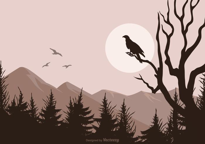 Buizerd Silhouet GeÃ¯soleerd Op Vector Landschap Achtergrond