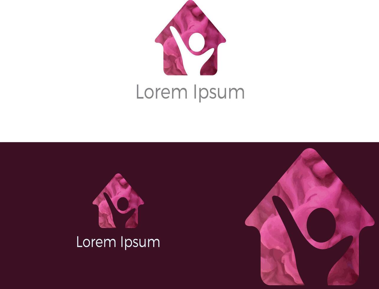 liefdadigheid en zorg huis logo ontwerp. mensen in huis vector icoon.