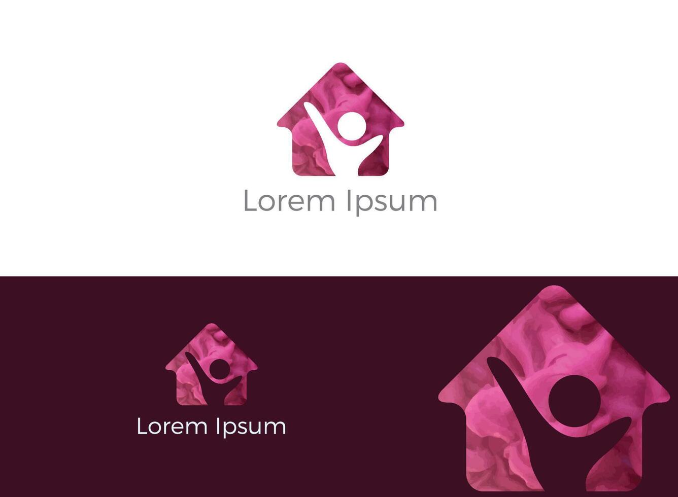 liefdadigheid en zorg huis logo ontwerp. mensen in huis vector icoon.