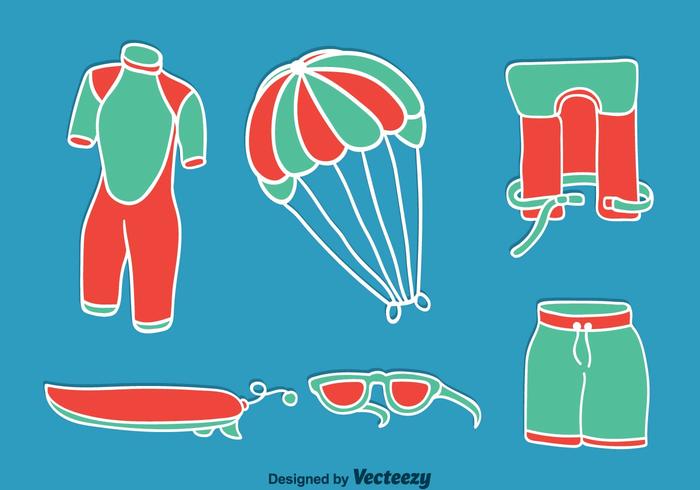 Kitesurfing Element Op Blauwe Vector