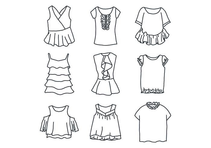 frilled tops vector