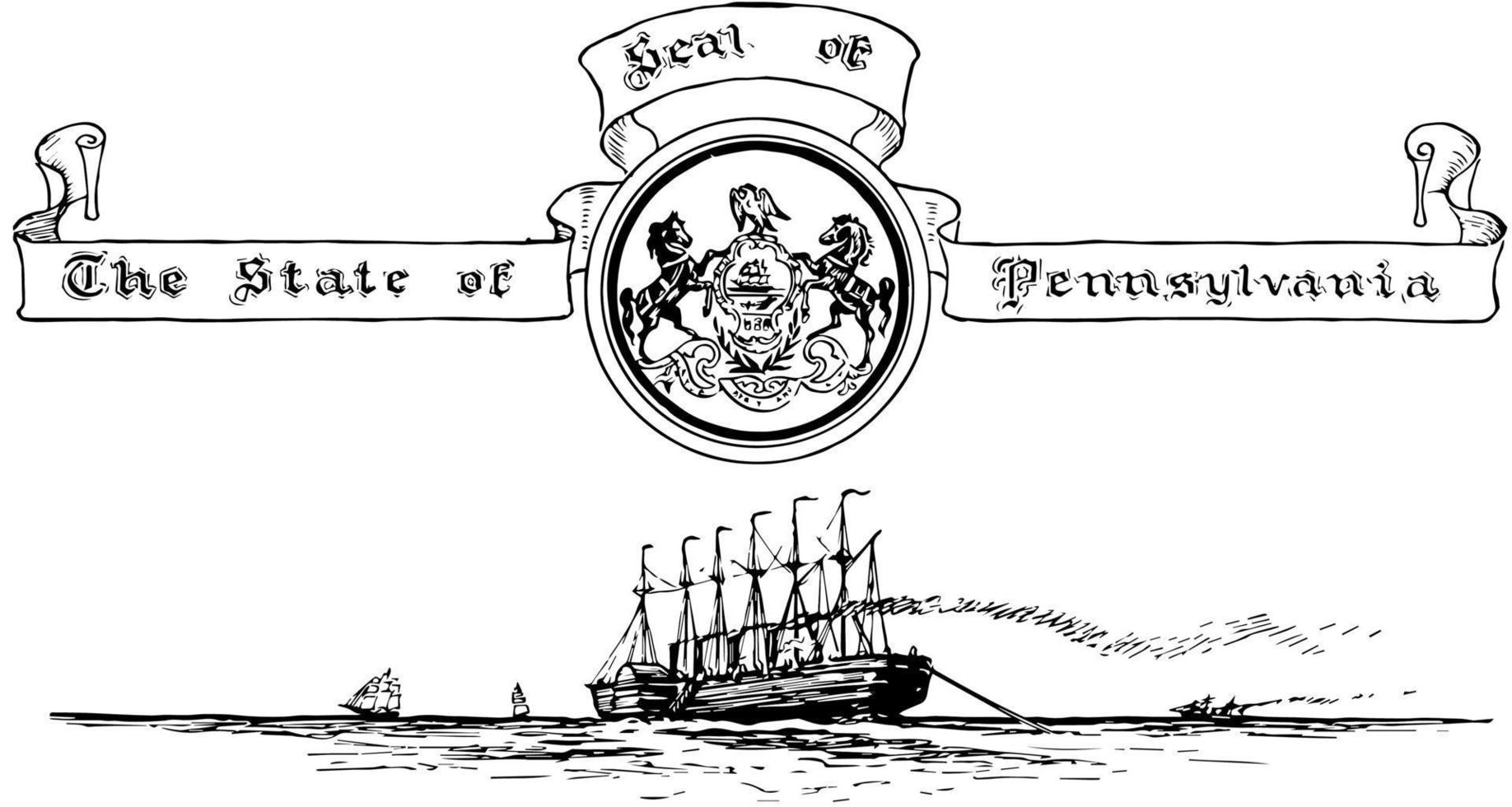 de Verenigde staten zegel van Pennsylvania, wijnoogst illustratie vector