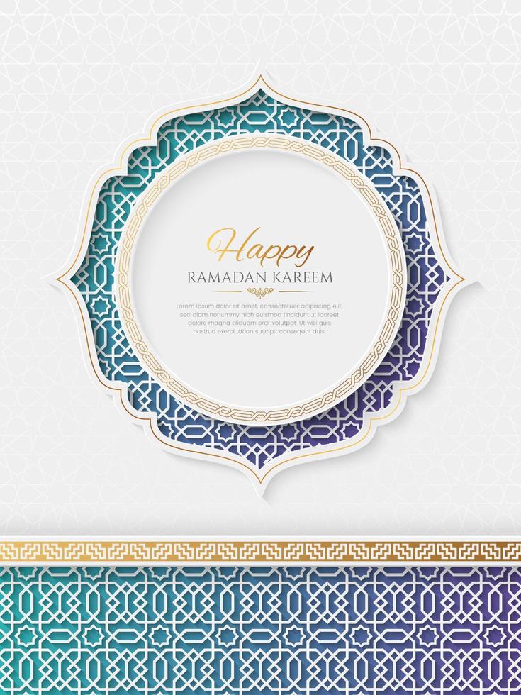 Ramadan kareem gouden luxe Islamitisch sociaal media post met Arabisch stijl patroon en foto kader vector