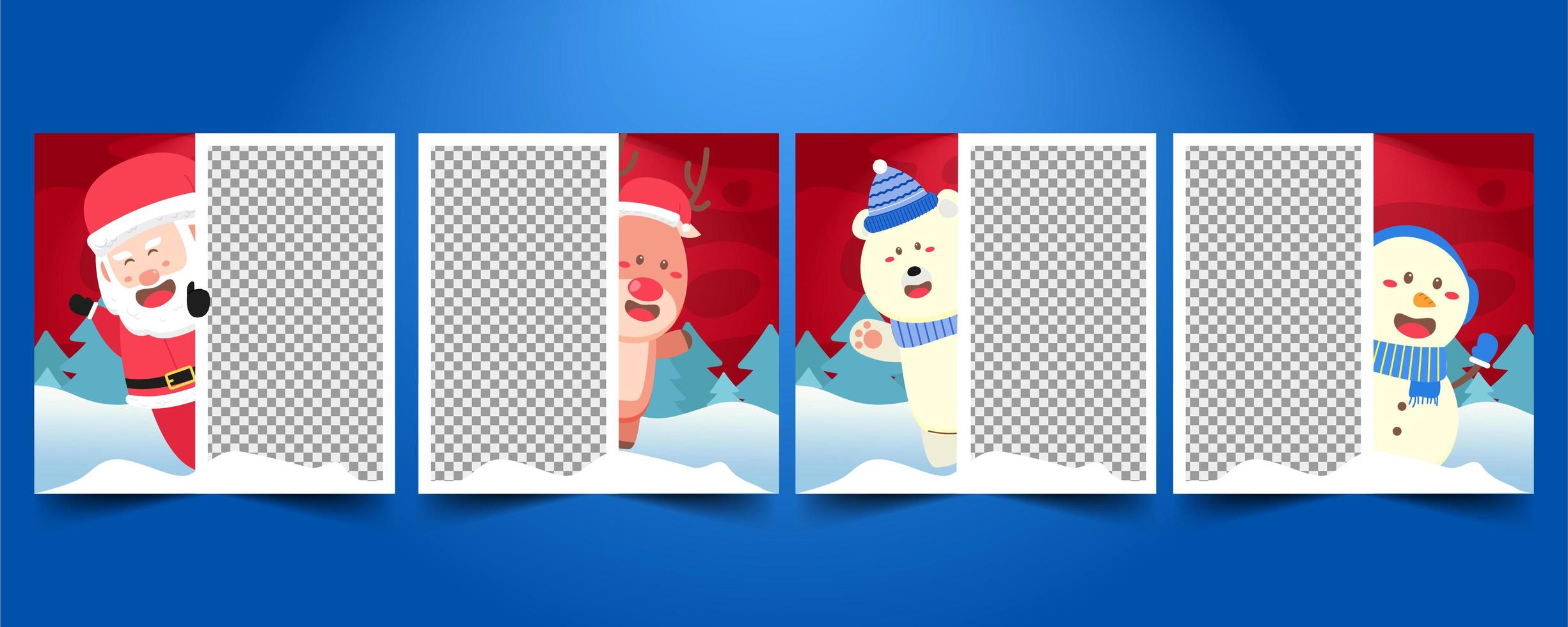 set merry christmas social media-sjablonen vector