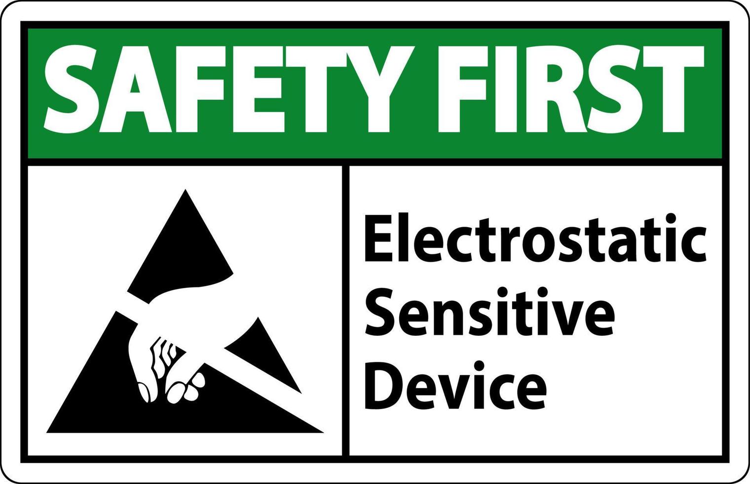 veiligheid eerste elektrostatisch gevoelig apparaat teken Aan wit achtergrond vector