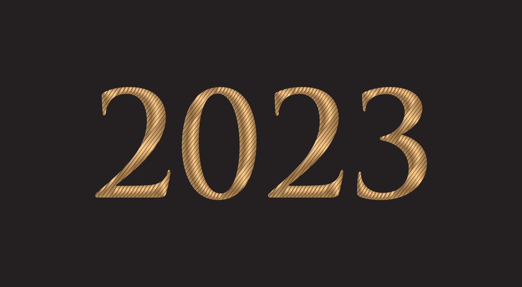 vector gouden 2023 getallen Aan zwart achtergrond.