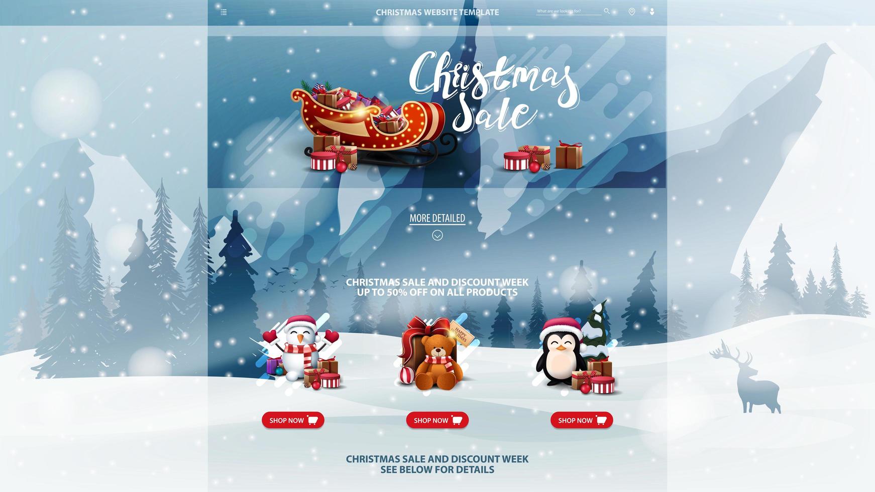 kerst website sjabloon met winterlandschap vector