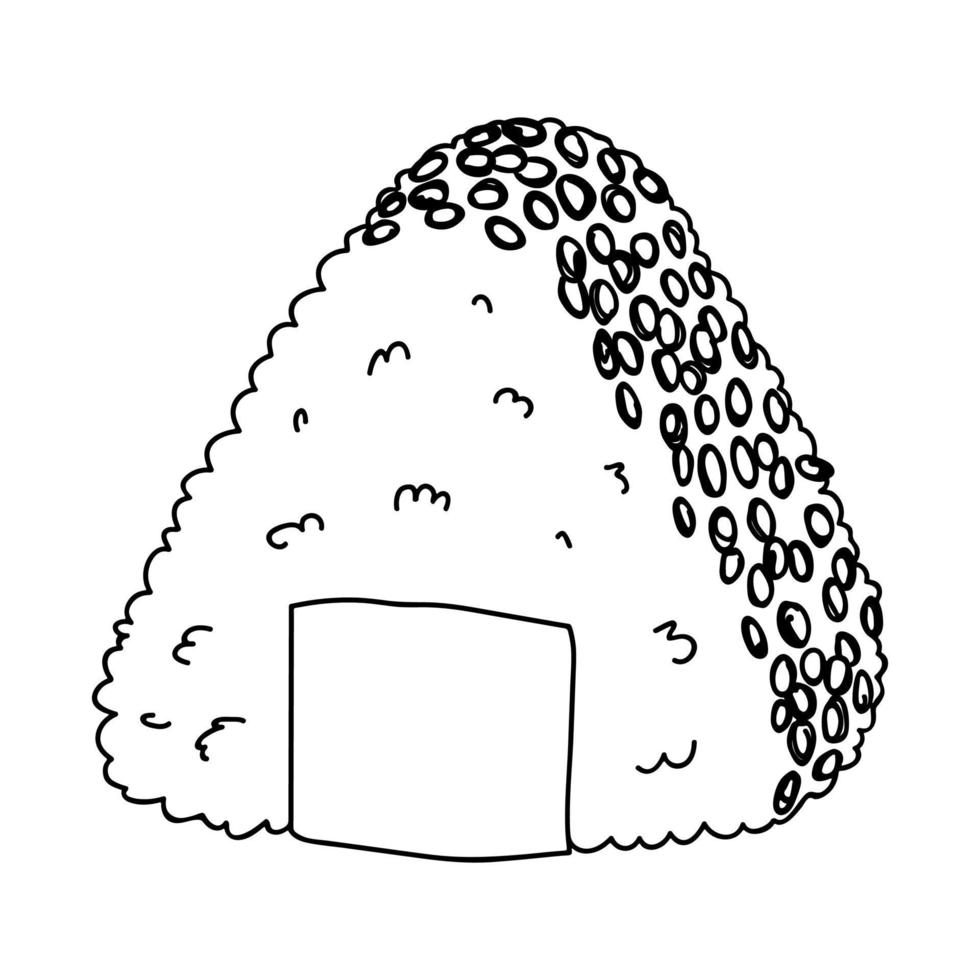 hand- getrokken onigiri clip art. Japans snel voedsel gemaakt van rijst. rijst- bal in noch ik zeewier vector