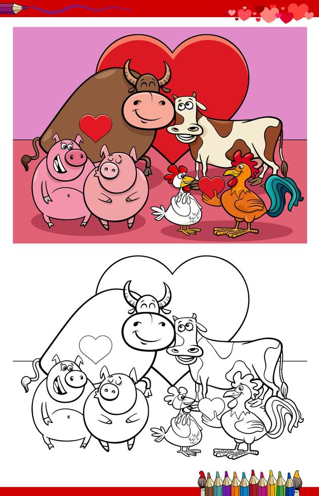 dierlijke koppels in liefde cartoon kleurboekpagina vector