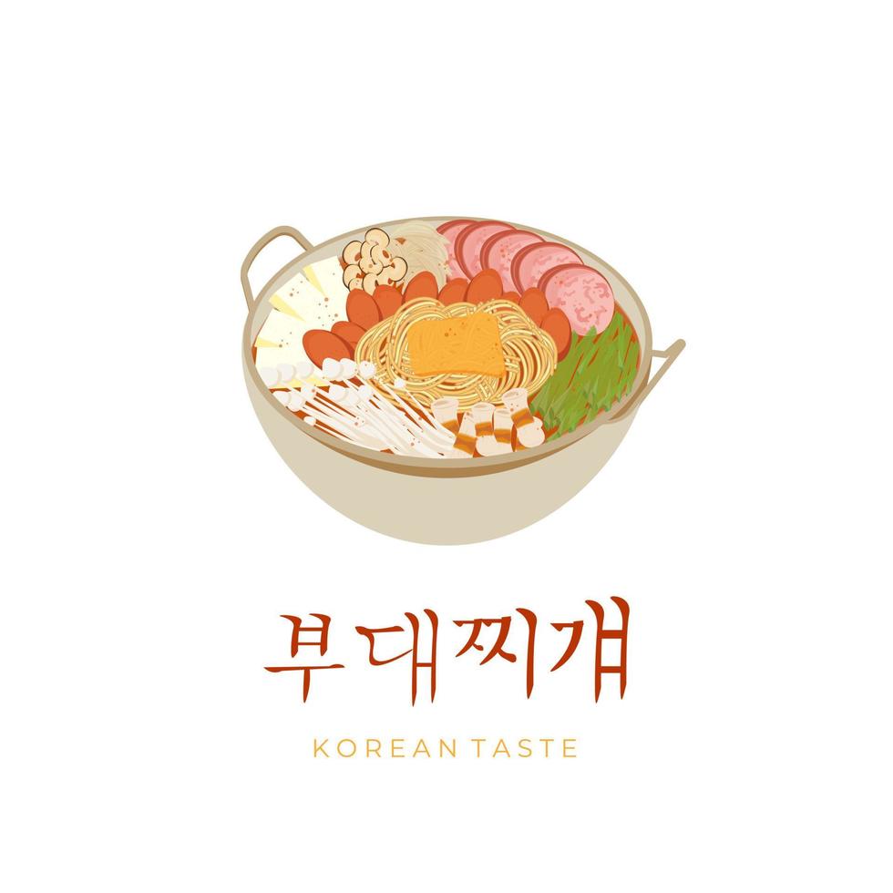 heerlijk budae jjigae leger stoofpot illustratie logo vector