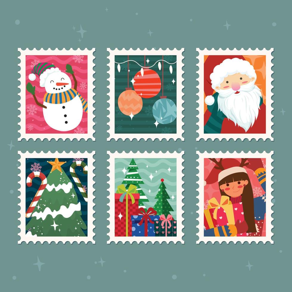 postzegel sticker Kerstmis sjabloon vector
