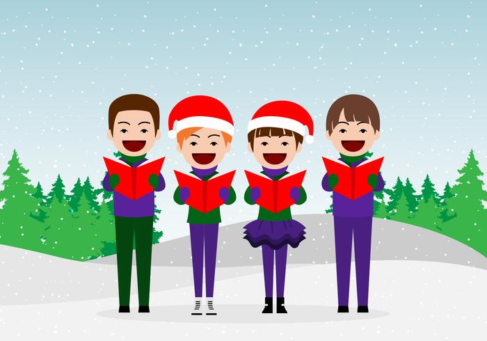 Meisjes en Jongens Carolers vector