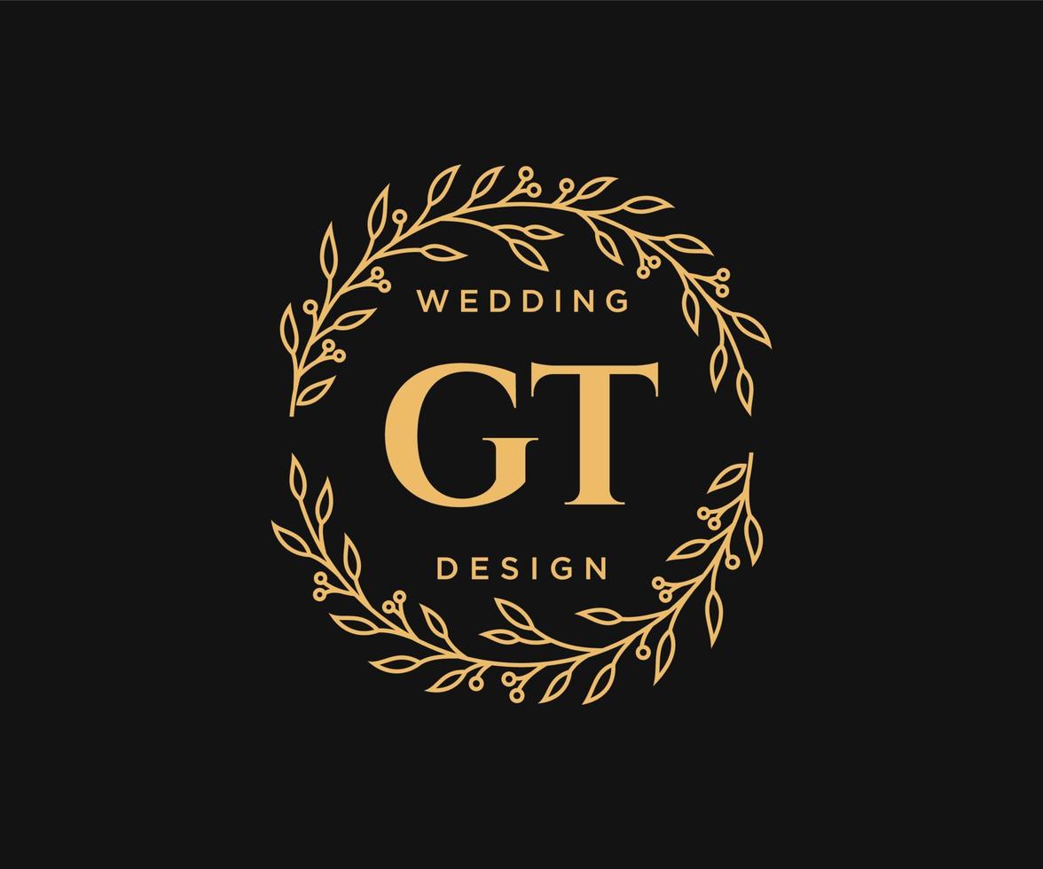 gt initialen brief bruiloft monogram logos verzameling, hand- getrokken modern minimalistisch en bloemen Sjablonen voor uitnodiging kaarten, opslaan de datum, elegant identiteit voor restaurant, boetiek, cafe in vector