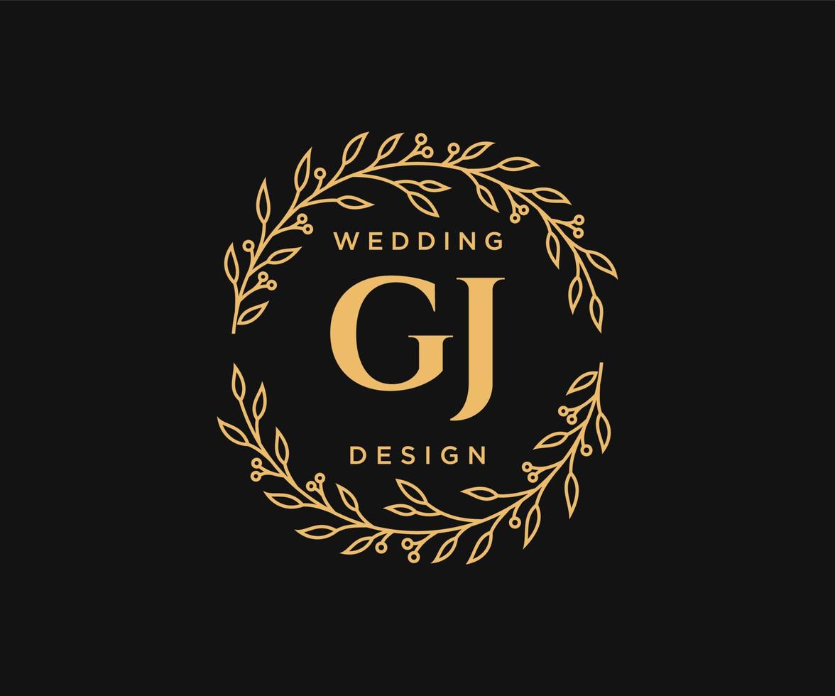 gj initialen brief bruiloft monogram logos verzameling, hand- getrokken modern minimalistisch en bloemen Sjablonen voor uitnodiging kaarten, opslaan de datum, elegant identiteit voor restaurant, boetiek, cafe in vector