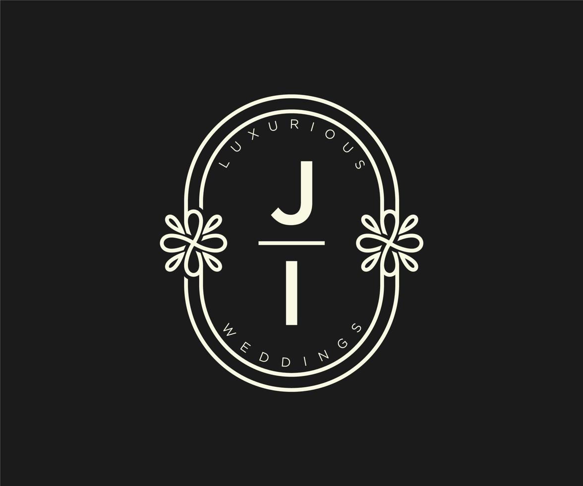 ji initialen brief bruiloft monogram logos sjabloon, hand- getrokken modern minimalistisch en bloemen Sjablonen voor uitnodiging kaarten, opslaan de datum, elegant identiteit. vector