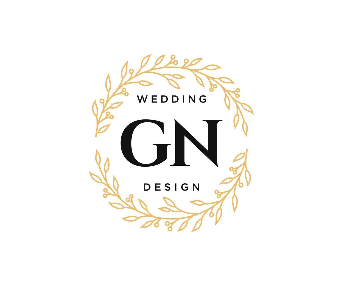 gn initialen brief bruiloft monogram logos verzameling, hand- getrokken modern minimalistisch en bloemen Sjablonen voor uitnodiging kaarten, opslaan de datum, elegant identiteit voor restaurant, boetiek, cafe in vector