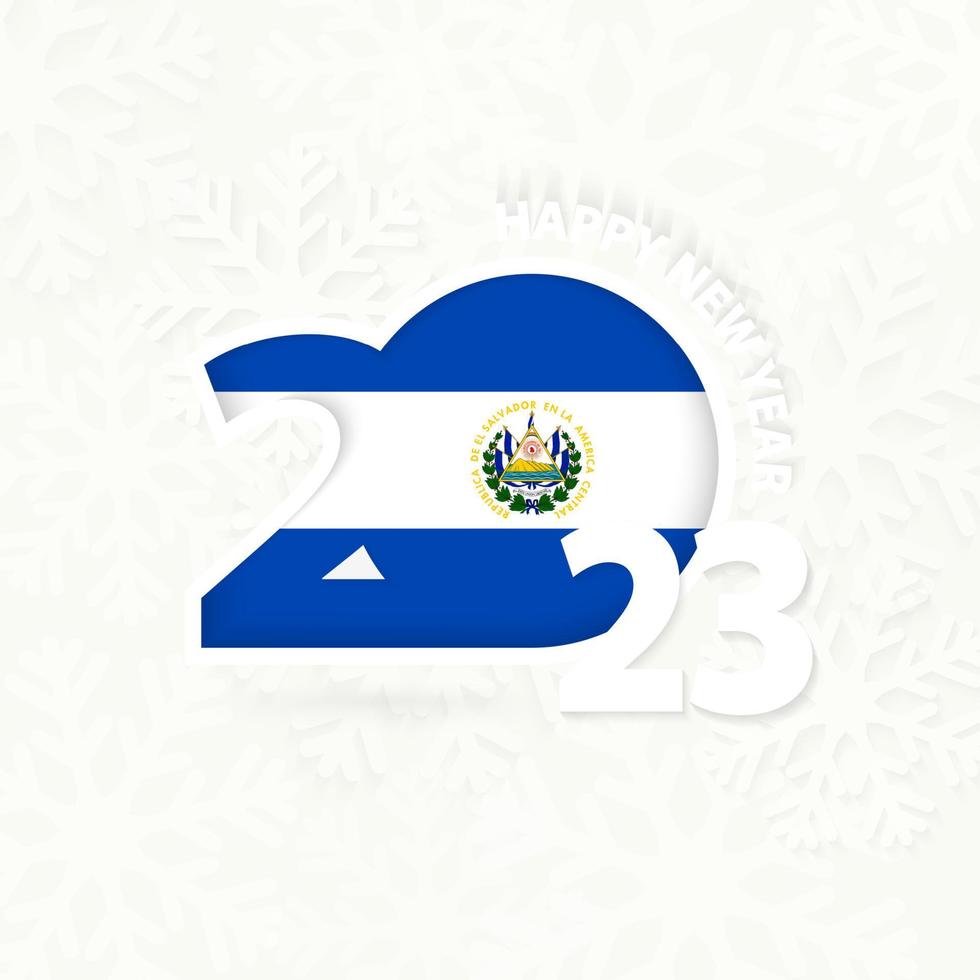 nieuw jaar 2023 voor el Salvador Aan sneeuwvlok achtergrond. vector