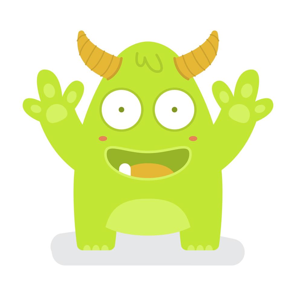 grappig schattig groen halloween monster vector