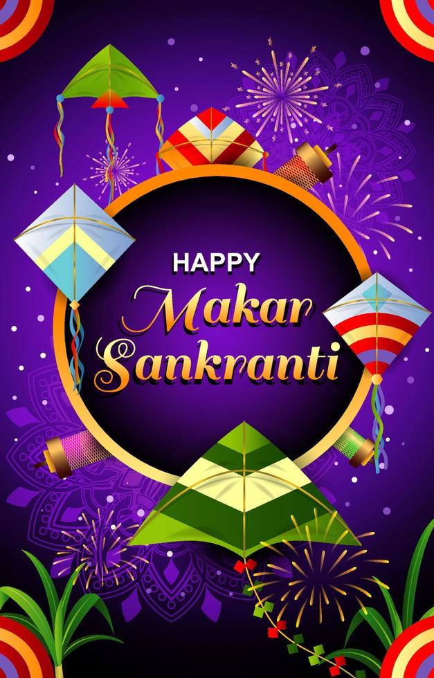 gelukkig makar sankranti concept met helling kleur vector