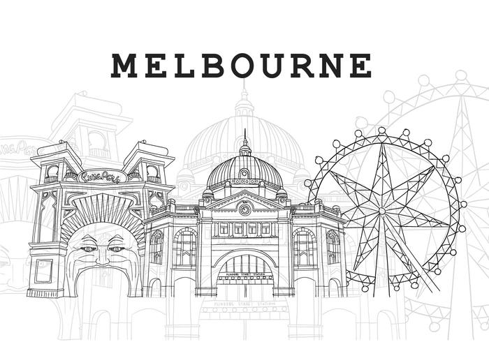 Melbourne Landmark Achtergrond Illustratie vector