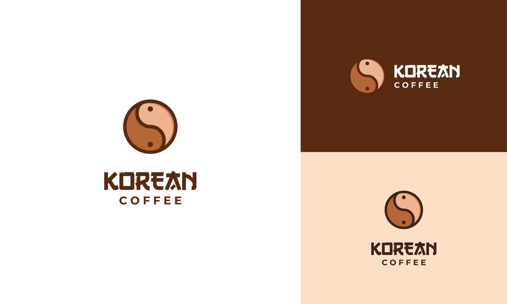 Koreaans koffie logo ontwerp concept vector