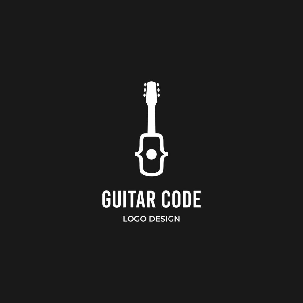 gitaar code logo ontwerp Aan geïsoleerd achtergrond gitaar met code logo icoon sjabloon, vector