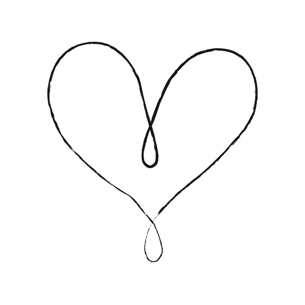hand- schetsen tekening zwart lijn hart, liefde tekening geïsoleerd Aan wit achtergrond - vector