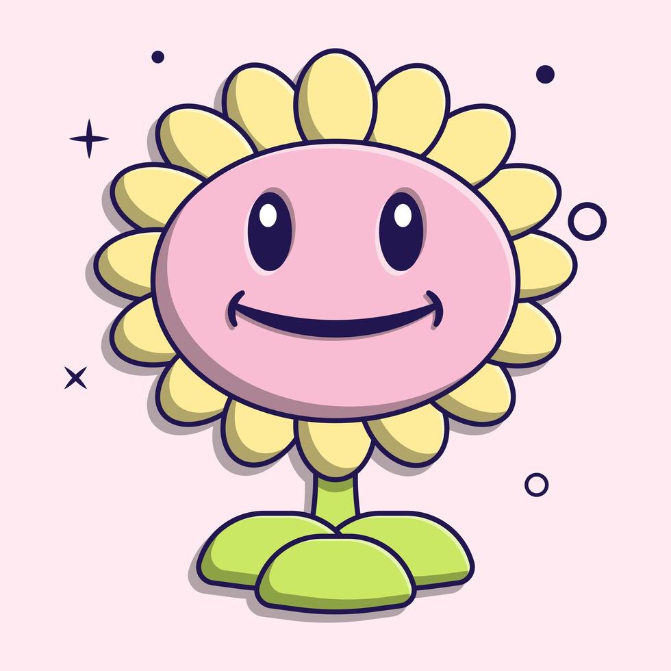 schattige zonnebloem cartoon vector