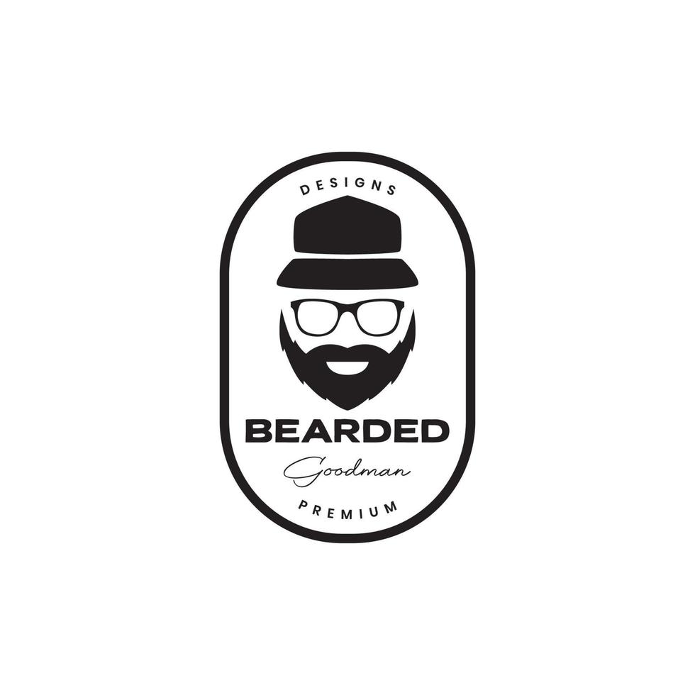 baard Mens met zonnebril insigne logo ontwerp vector