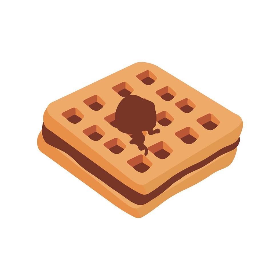 wafel icoon met chocola vulling. vector illustratie van wafels, gebakjes voor ontbijt, zoet tussendoortje