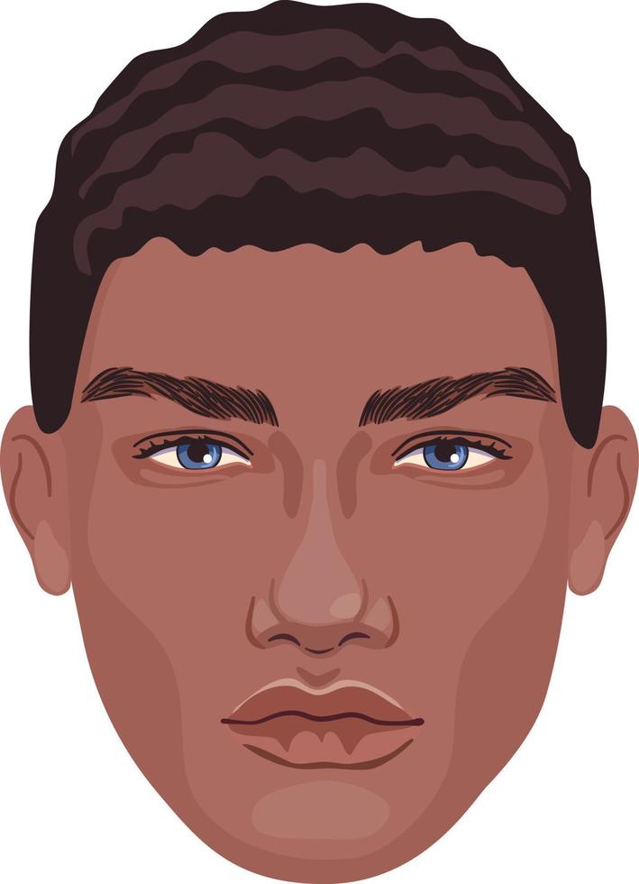 knap Afrikaanse mannetje gedetailleerd portret. realistisch avatar van jong volwassen Mens. vector