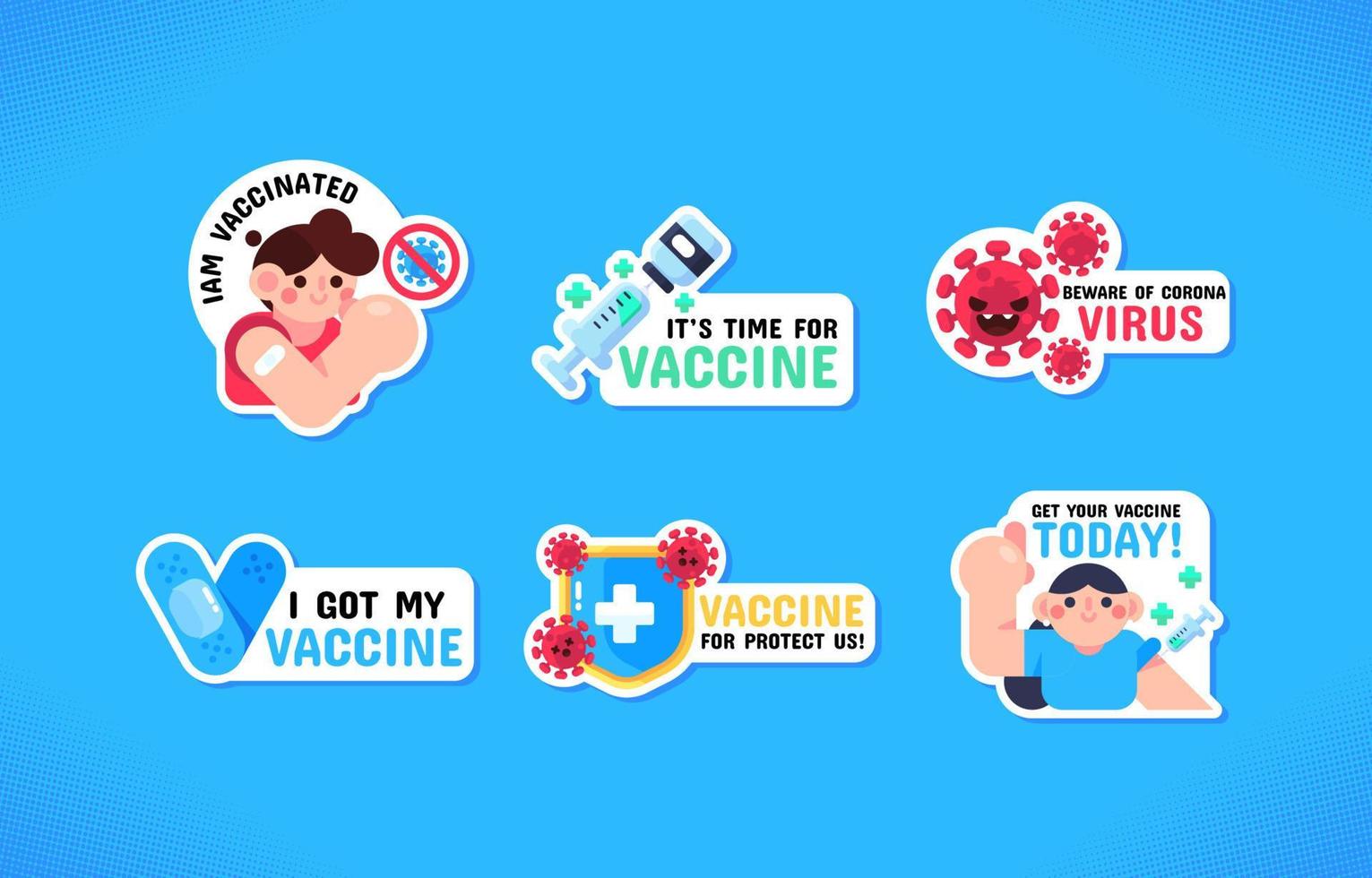 covid 19 vaccinatie sticker reeks vector