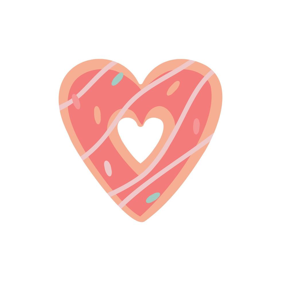 vector illustratie van een schattig roze tekenfilm donut hart kan worden gebruikt voor Valentijnsdag dag groet kaarten, partij uitnodigingen.