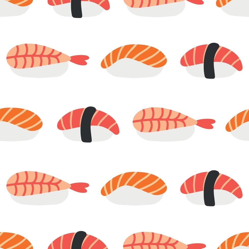 Japans sushi patroon in hand- getrokken stijl. Aziatisch voedsel voor restaurants menu vector