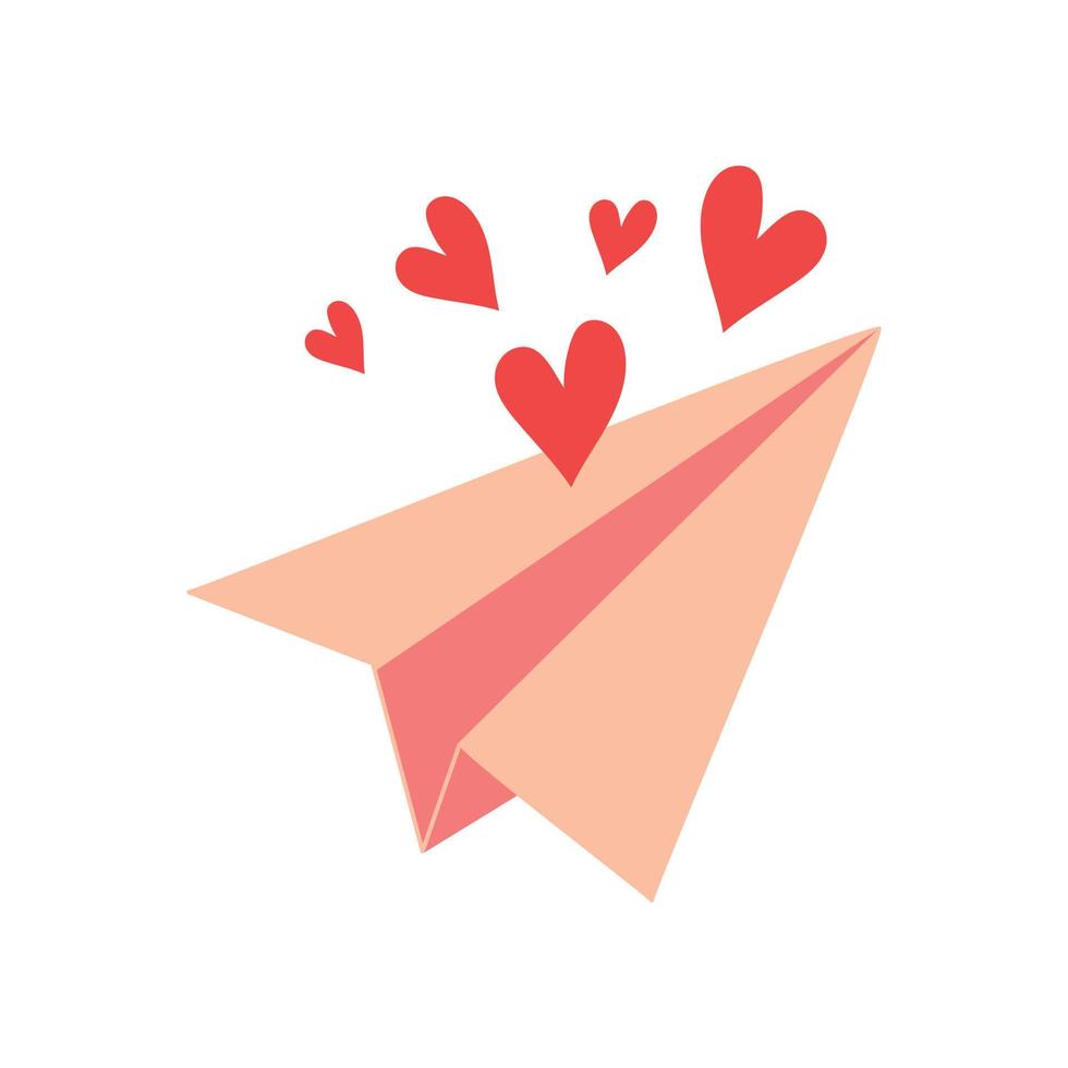 vliegend papier vliegtuig. Valentijnsdag dag geschenk en element voor logo, spel, afdrukken, post vector