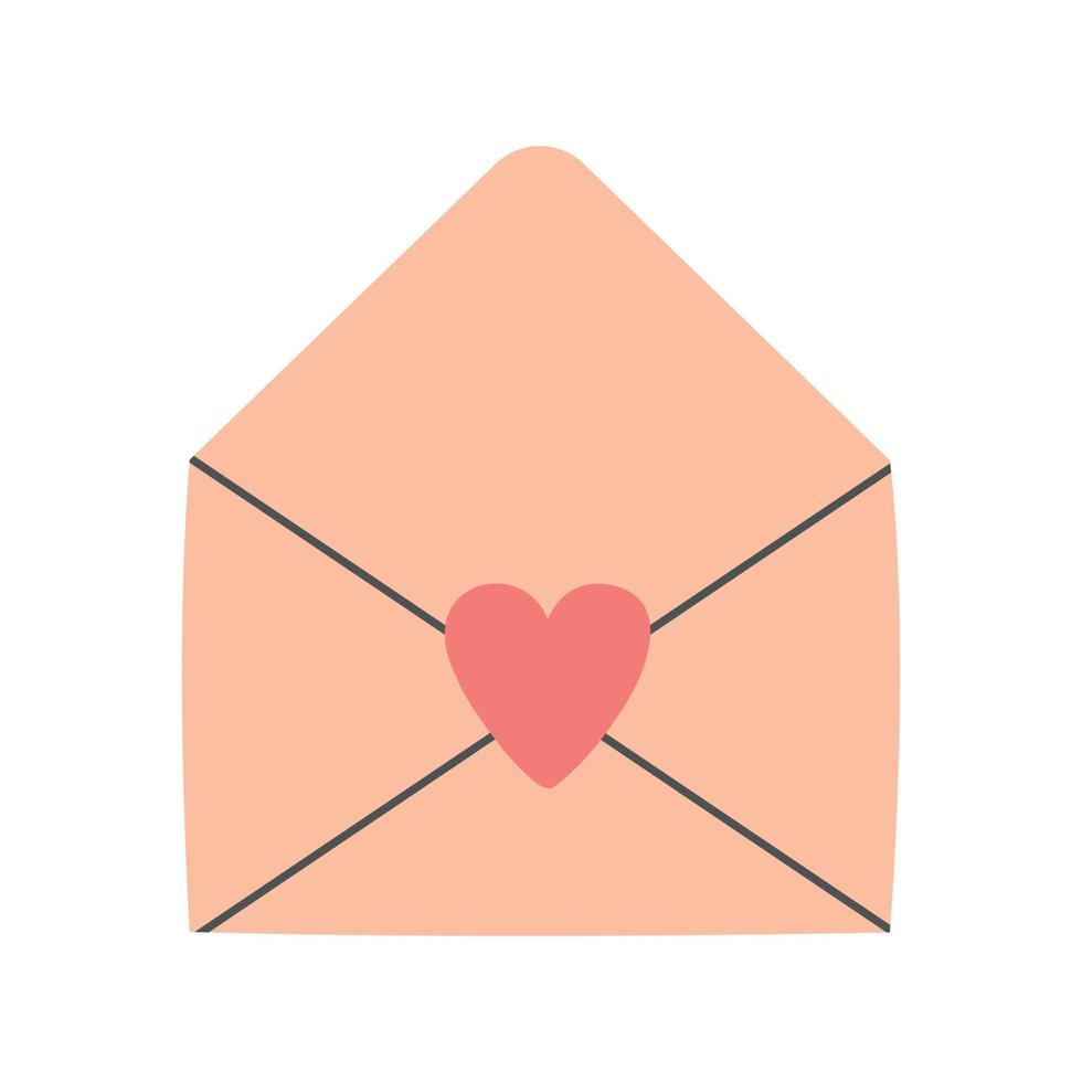 schattig tekening liefde brief, envelop met hart. hand- getrokken vector illustratie