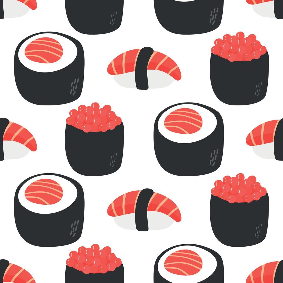 Japans sushi in hand- getrokken stijl. Aziatisch voedsel voor restaurants menu vector