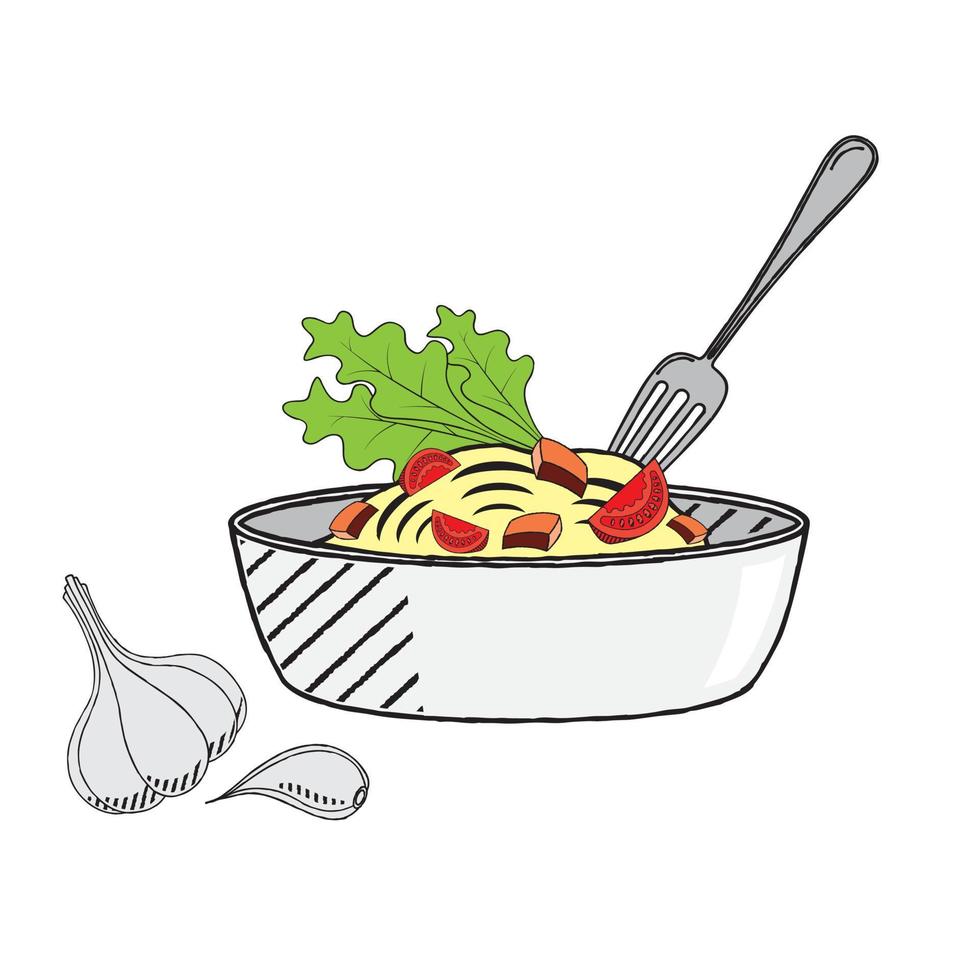 pasta in kom illustratie vector