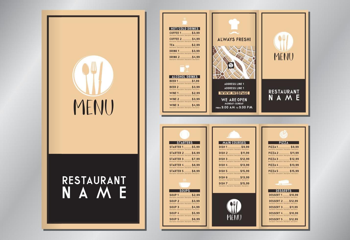 wijnoogst restaurant menu sjabloon vector