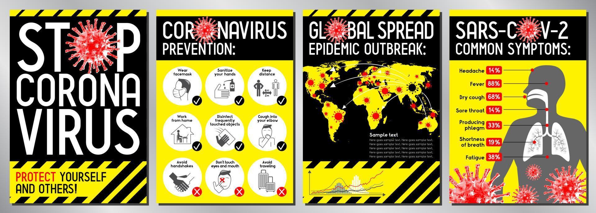 reeks van posters over coronavirus epidemie vector