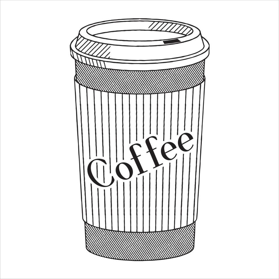 beschikbaar koffie kop - schets illustratie vector