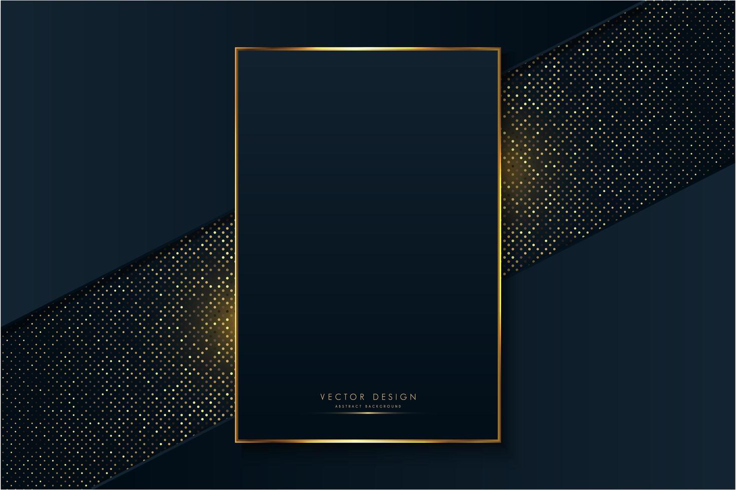 luxe frame van blauw en goud over gloeiende stippen vector