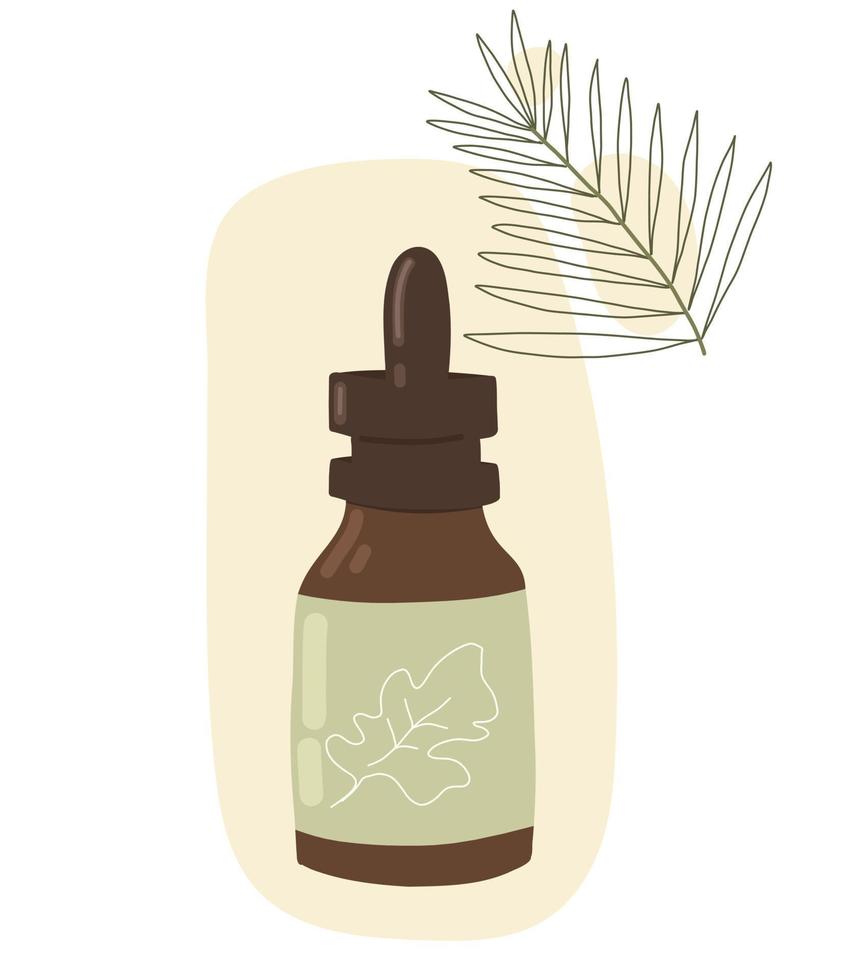 fles van biologisch cosmetica. illustratie natuurlijk room, serum, olie, schrobben. vector