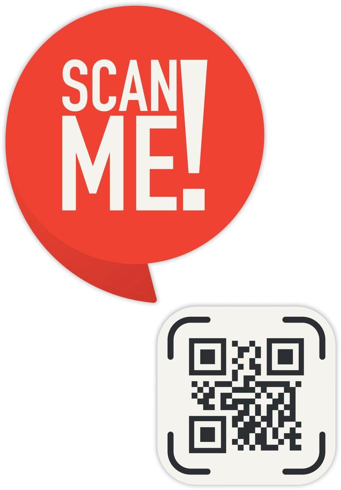 qr code scannen me in toespraak bubbel, scannen me concept, icoon. vector